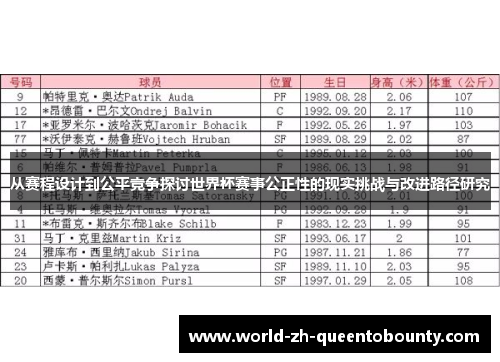 从赛程设计到公平竞争探讨世界杯赛事公正性的现实挑战与改进路径研究